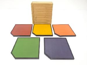 作家物　有職染　色変わり折敷　菓子盆　5客揃